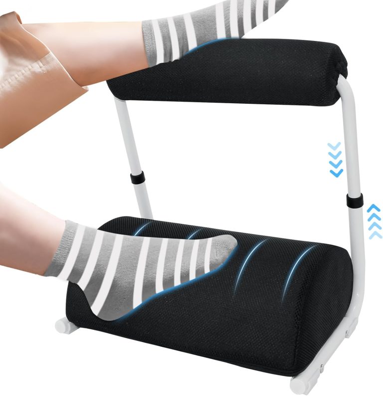 Adjustable Foot Rest Under Desk Footrest Leg Rest 3 Height Positions for Desk Office Gaming Chairs Ergonomic with Foot Cushion