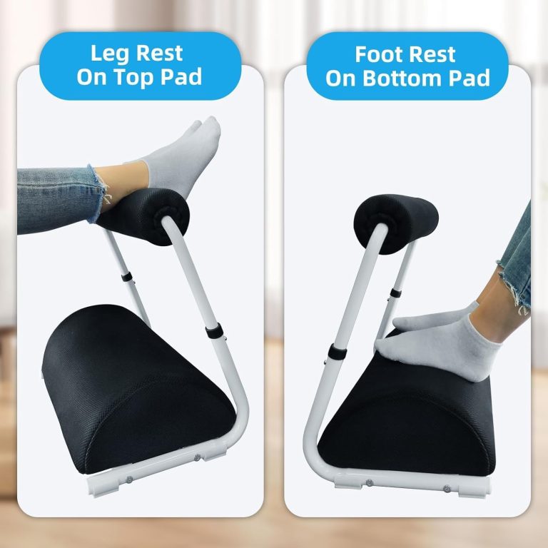 Adjustable Foot Rest Under Desk Footrest Leg Rest 3 Height Positions for Desk Office Gaming Chairs Ergonomic with Foot Cushion