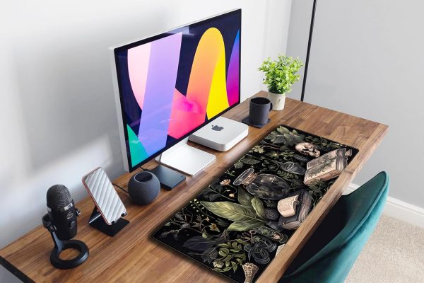 Dark Academia Desk Mat Mouse Pad XL Extended Large Gaming Desk Pad Mousepad, Mystical Green Plant Computer Laptop Keyboard and Mouse Mat, Desktop Protector Mat for Women Girl Office 31.5x11.8 in - Image 6