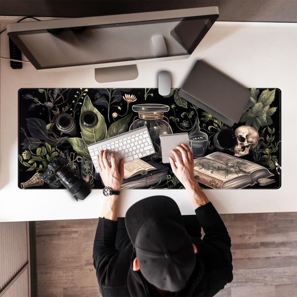 Dark Academia Desk Mat Mouse Pad XL Extended Large Gaming Desk Pad Mousepad, Mystical Green Plant Computer Laptop Keyboard and Mouse Mat, Desktop Protector Mat for Women Girl Office 31.5x11.8 in - Image 7