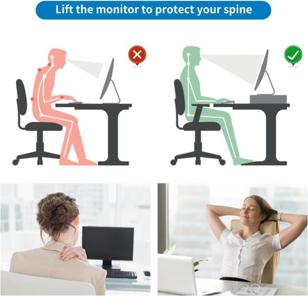 gianotter Computer Monitor Stand Riser, Desk Organizers and Accessories with Drawer, Office Desk Accessories & Workspace Desktop Organizers Storage for Classroom Office Supplies (Black) - Image 4