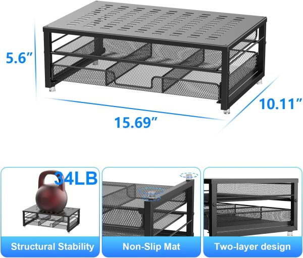 gianotter Computer Monitor Stand Riser, Desk Organizers and Accessories with Drawer, Office Desk Accessories & Workspace Desktop Organizers Storage for Classroom Office Supplies (Black) - Image 5